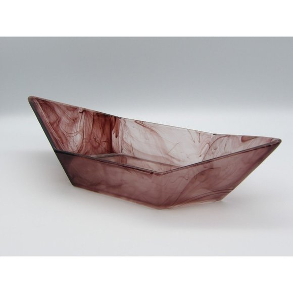 Vintage Davidson Amethyst Cloud Glass Bowl Hexagonal Boat Shaped Art Deco Purple - Picture 3 of 10